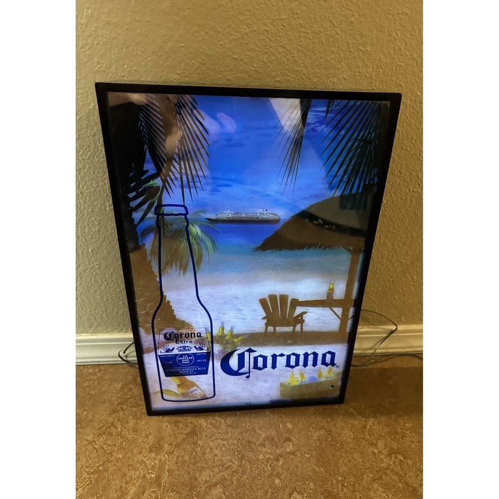 Vintage Corona Extra Lighted Beer Sign Magic Mirror Motion Sound Rabbit Tanaka